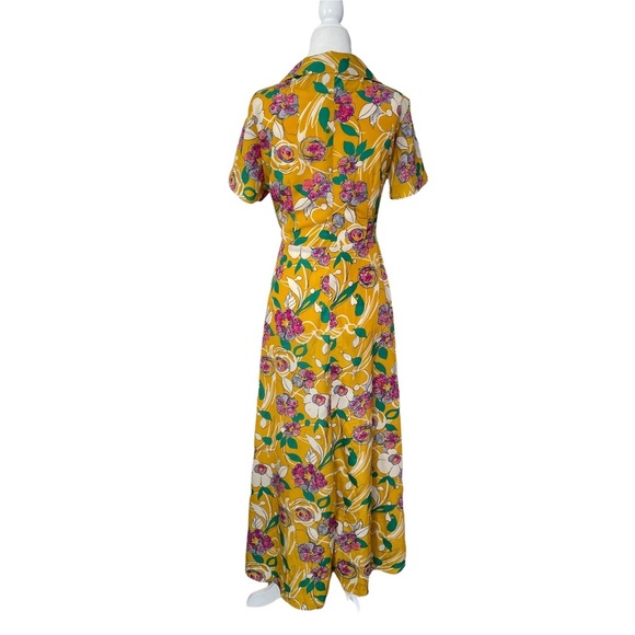 No Longer Avail- Yellow Pink Floral Maxi Wrap Dress Anthropologie Free People - Picture 3 of 10